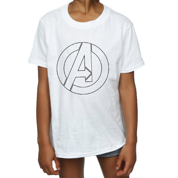 Marvel Girls Avengers Assemble A Logo Outline Bomull T-shirt 5- White 5-6 Years