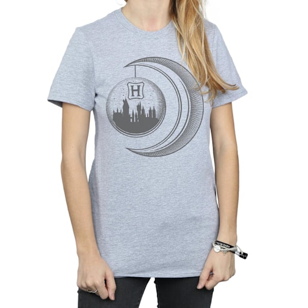 Harry Potter Dam/Damer Hogwarts Moon Bomull Boyfriend T-shirt Sports Grey L