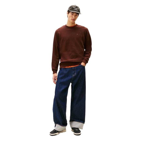 Tommy Jeans Sweatshirt med fleecefoder för män S Brun Brown S