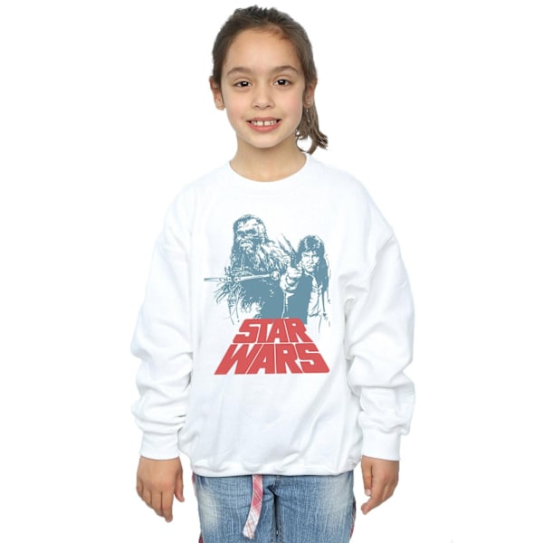 Star Wars Girls Han Solo Chewie Duet Sweatshirt 7-8 år Vit White 7-8 Years