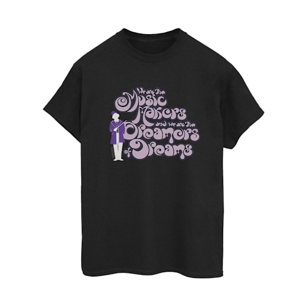 Willy Wonka Dam/Damer Drömmare Text Bomull Boyfriend T-Shir Black M
