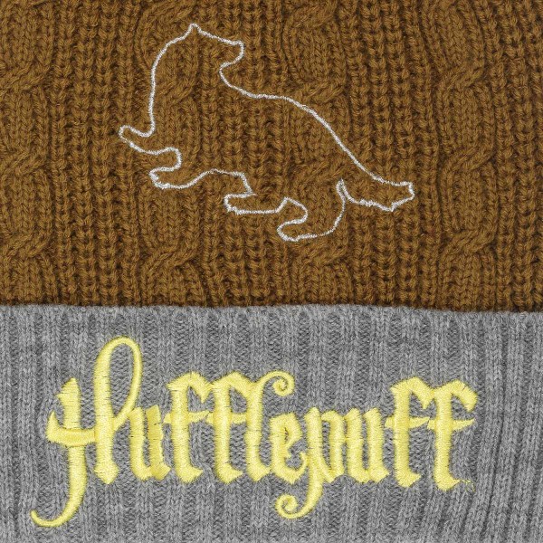 Harry Potter Hufflepuff Pom Pom Beanie One Size Gul/Grå Yellow/Grey One Size