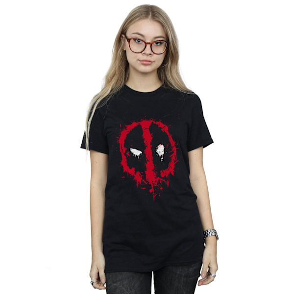 Marvel Womens/Ladies Deadpool Splat Face Bomull Boyfriend T-Shi Black M