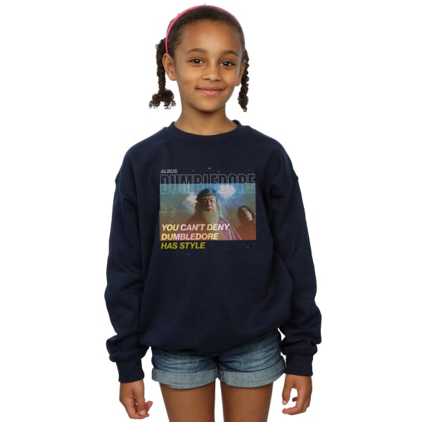 Harry Potter Tjejers Dumbledore Style Sweatshirt 9-11 År Marinblå Navy Blue 9-11 Years