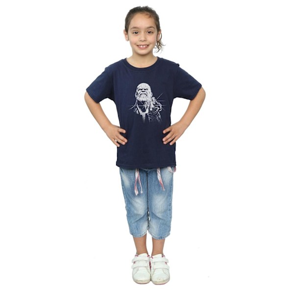 Marvel Girls Avengers Infinity War Fierce Thanos Bomull T-shirt Navy Blue 12-13 Years