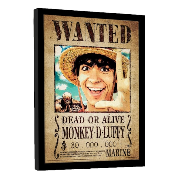 One Piece Live Action Monkey D. Luffy Wanted Poster Inramad Multicoloured 40cm x 30cm