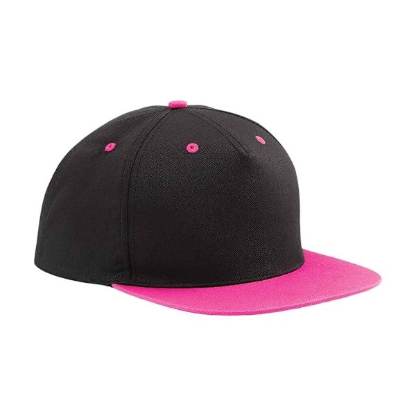 Beechfield Contrast 5 Panel Snapback Cap One Size Svart/Fuchsia Black/Fuchsia One Size