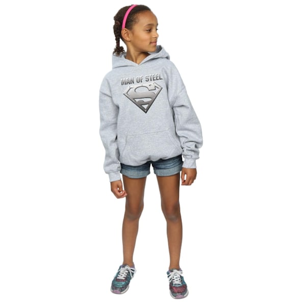 DC Comics Girls Superman Man Of Steel Shield Hoodie 9-11 år Sports Grey 9-11 Years