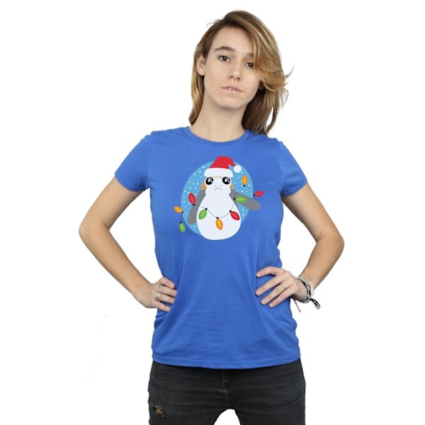 Star Wars Dam/Damer The Last Jedi Porg Julbelysning Bomull T-shirt XL Royal Blue Royal Blue XL