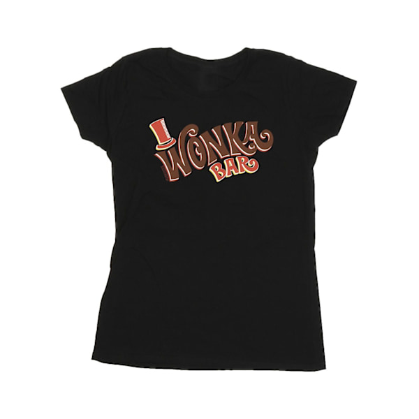 Willy Wonka Dam/Kvinnor Bar Logo Bomull T-shirt S Svart Black S