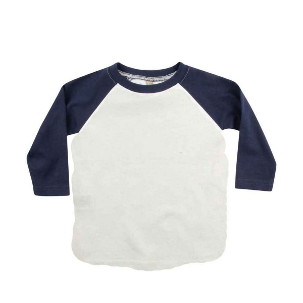 Larkwood Långärmad baseball-T-shirt för barn/barn 12-18 mån White/Navy 12-18 Months