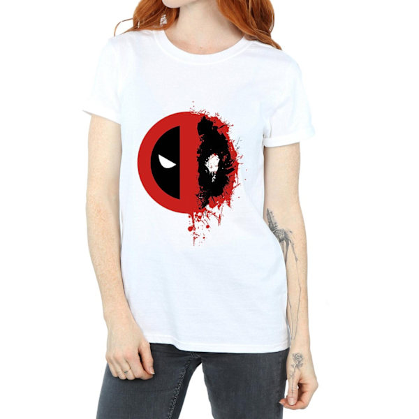 Marvel Dam/Damer Deadpool Split Splat Logo Bomull Boyfriend White L