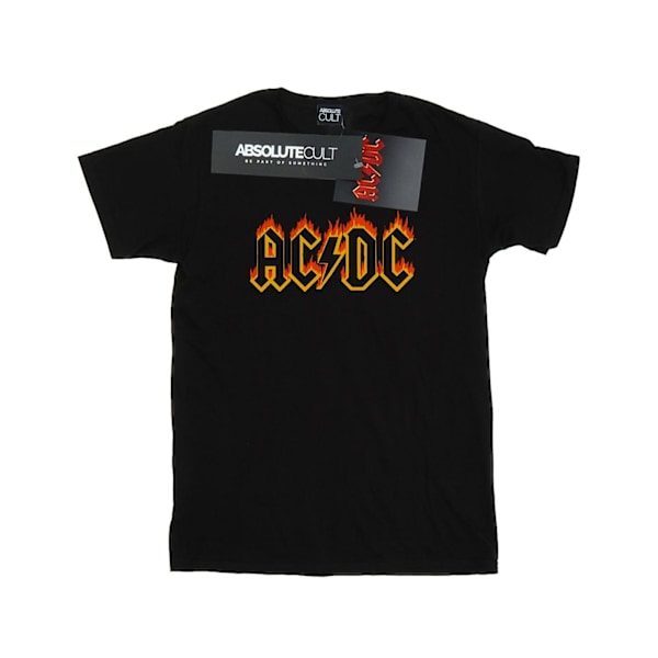AC/DC Dam/Dam Flames Logo Bomull Boyfriend T-shirt XXL Svart Black XXL