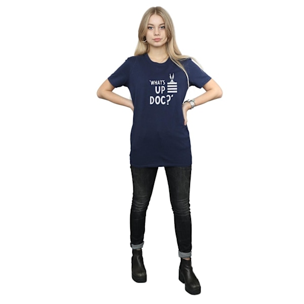 Looney Tunes Dam/Damer Bugs Bunny What´s Up Doc Stripes Bomull Boyfriend T-shirt Navy Blue S