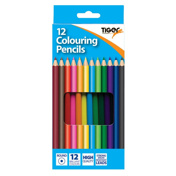 Tiger Stationery Färgpennor i full längd (förpackning med 12) One S Multicoloured One Size