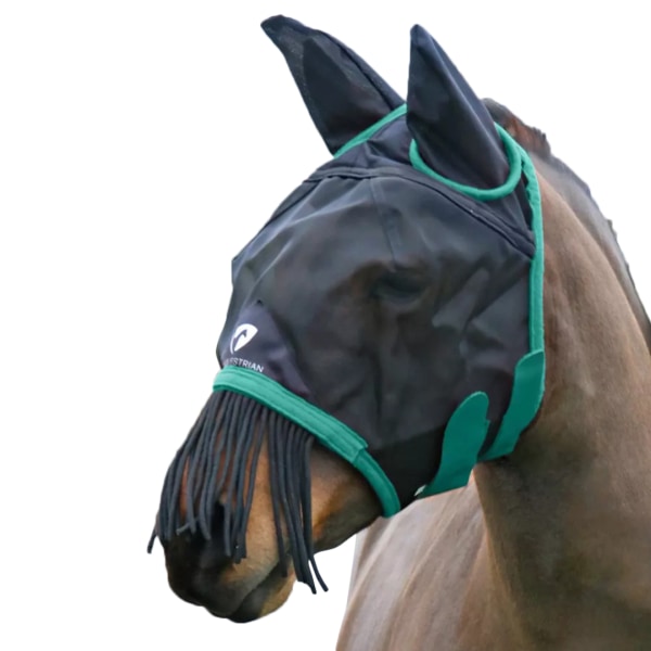 Hy Mesh Horse Flugmask med öron & nosfransar helsvart/bricka Black/Teal Full