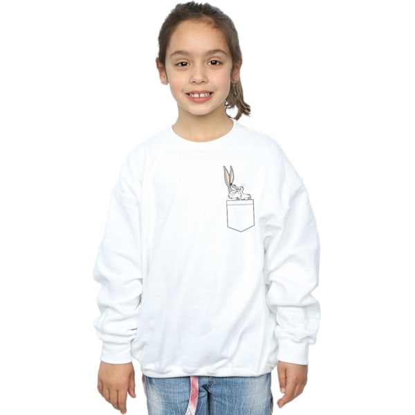 Looney Tunes Girls Bugs Bunny Faux Pocket Sweatshirt 5-6 år White 5-6 Years