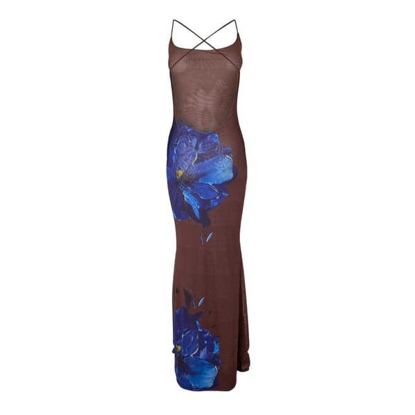 Grace Jacob Dam Maxiklänning 16 UK Brun/Blå Brown/Blue 16 UK