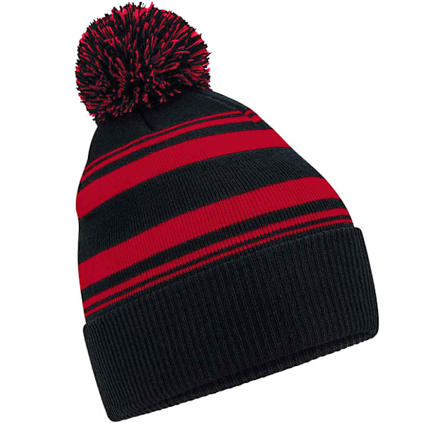 Beechfield Unisex Vuxen Fan Striped Beanie One Size Svart/Klassisk Black/Classic Red One Size