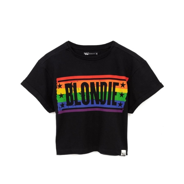 Blondie Dam/Dam Rainbow Crop T-shirt M Svart/Blå/Orange Black/Blue/Orange M