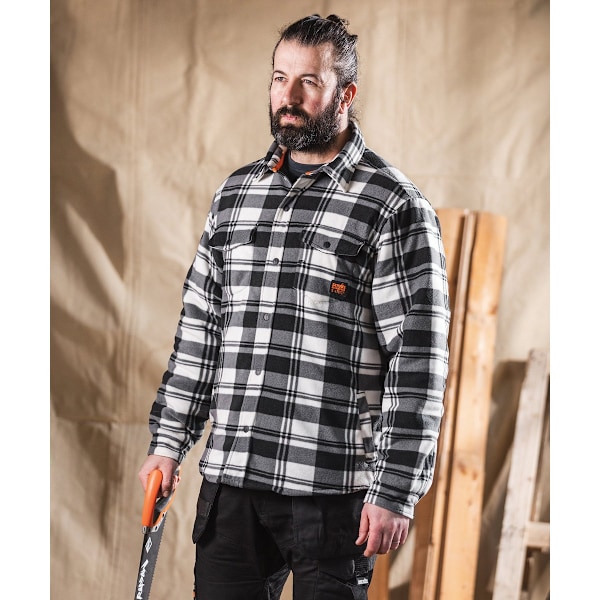 Scruffs Herr Rutig Vadderad Skjorta L Svart/Vit Black/White L