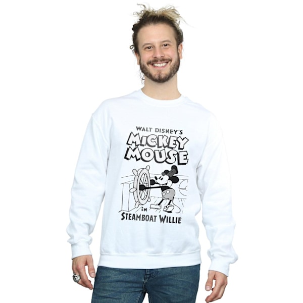 Disney Herr Mickey Mouse Steamboat Willie Sweatshirt 5XL Vit White 5XL