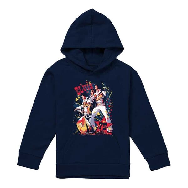 Elvis Presley Barn/Kids Eagle Pull Over Hoodie 12-13 år Navy 12-13 Years