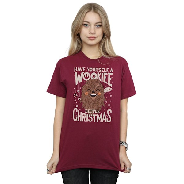 Star Wars Dam/Damer Wookiee Lilla Jul Bomull Pojkvän Burgundy XL