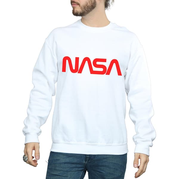 NASA Herr Modern Logo Sweatshirt L Vit White L