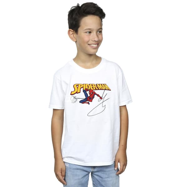 Marvel Pojkar Spider-Man Med En Bok T-Shirt 5-6 År Vit White 5-6 Years