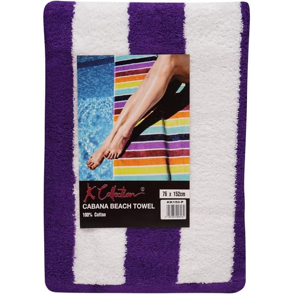 K Collection Randig Strandhandduk (2-pack) One Size Lila Purple One Size
