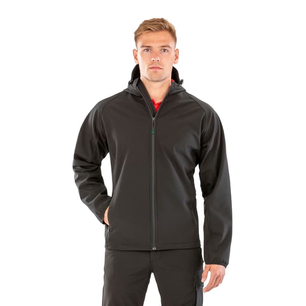 Result Herr Hooded 3-lagers Återvunnen Soft Shell Jacka L Svart Black L