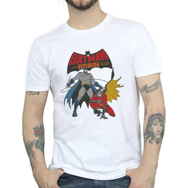 DC Comics Herr Batman And Robin T-shirt 4XL Vit White 4XL