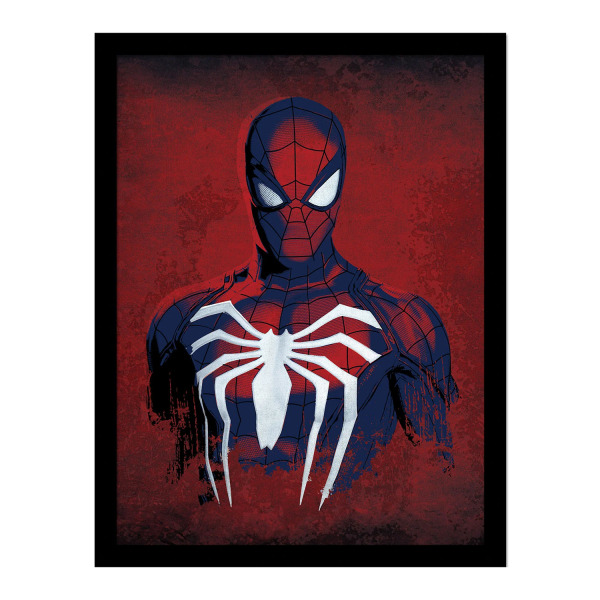 Spider-Man Spider On The Chest Inramad affisch 40cm x 30cm Röd Red 40cm x 30cm