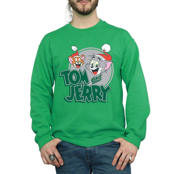 Tom And Jerry Herr Sweatshirt Julhälsningar XL Irländsk Grön Irish Green XL