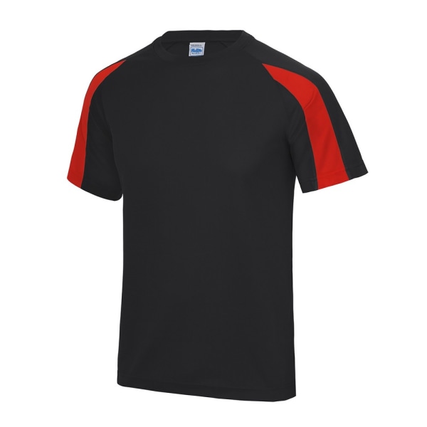 AWDis Cool Mens Contrast Moisture Wicking T-Shirt M Jet Black/F Jet Black/Fire Red M
