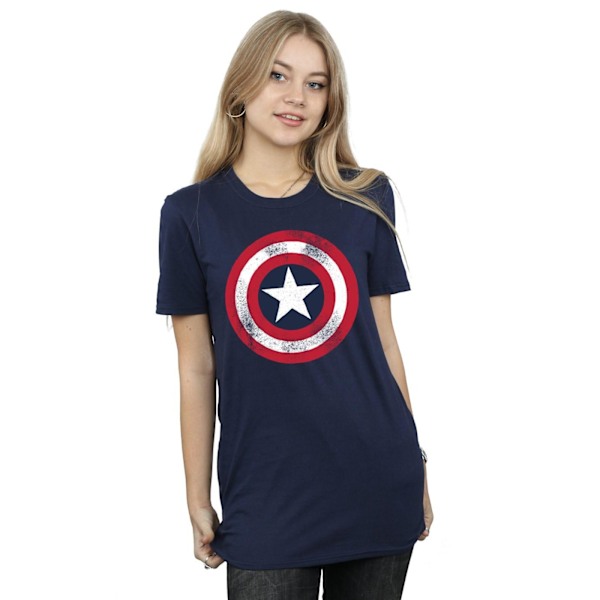 Marvel Dam/Damer Captain America Distressed Shield Bomull B Navy Blue XXL