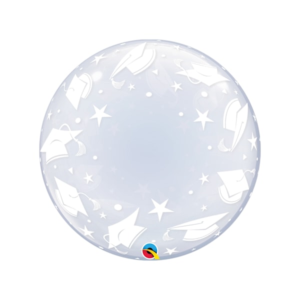 Qualatex Deco Graduation Bubble Balloon One Size Light Grey/Whi Light Grey/White One Size