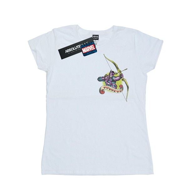 Marvel Dam/Kvinnor Hawkeye Tatuering Bröst Tryck Bomull T-shirt White M