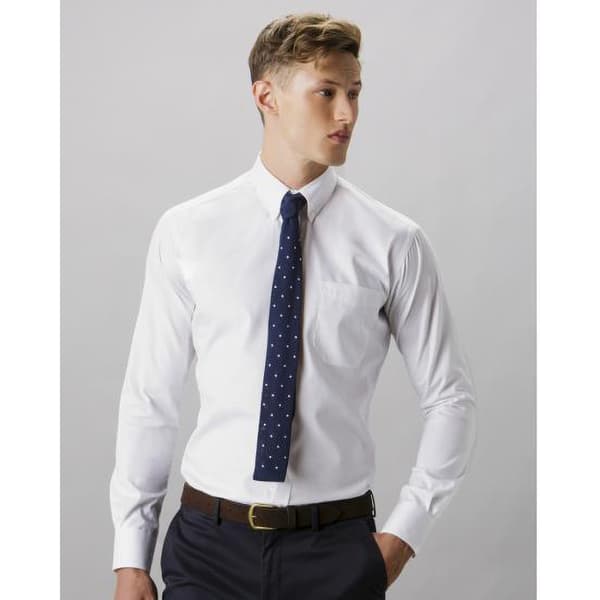 Kustom Kit Herr Långärmad Skräddarsydd Premium Oxford Skjorta 1 White 15.5inch
