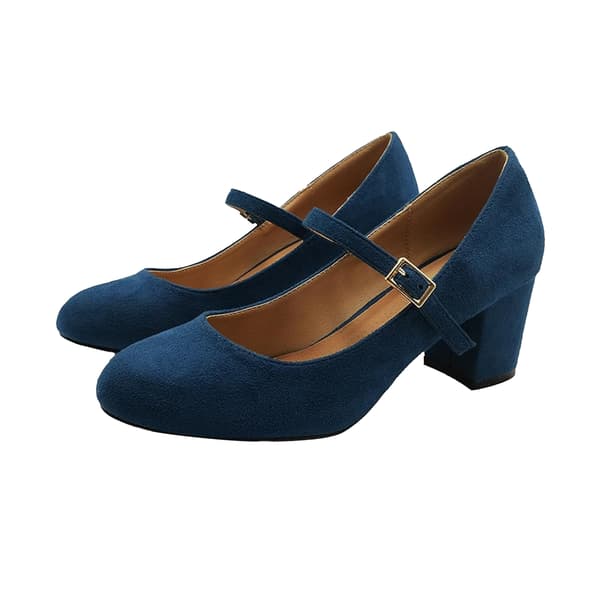 Where's That From Dam/Damer Araceli Extra Wide Block Heel M Navy 5 UK Extra Wide