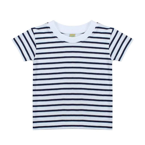 Larkwood Barnkläder/Barn Randig Rundhalsad T-shirt 0-6 Månader Vit White/Oxford Navy 0-6 Months