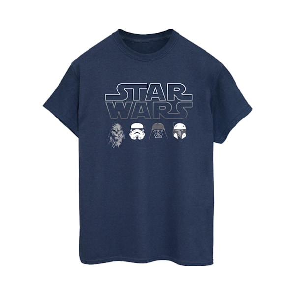 Star Wars Dam/Damer Karaktärhuvuden Bomull Boyfriend T-shirt Navy Blue M