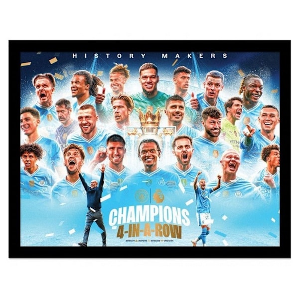 Manchester City FC History Makers inramad affisch 30cm x 40cm Sky Sky Blue/White 30cm x 40cm