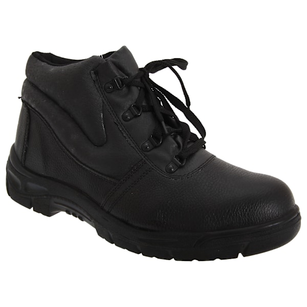 Grafters Herr Läder Vadderade Ankel Säkerhetståhätta Stövlar 4 Black 42 EUR