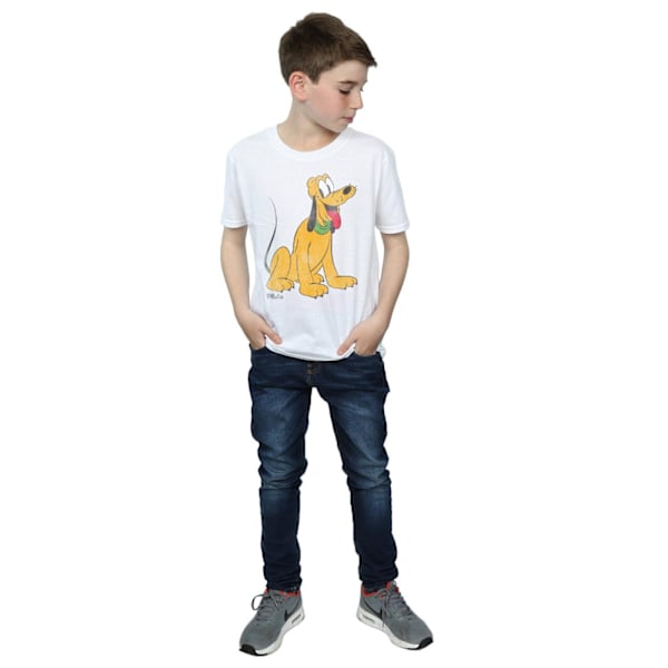 Disney Boys Classic Pluto Bomull T-shirt 7-8 År Vit White 7-8 Years