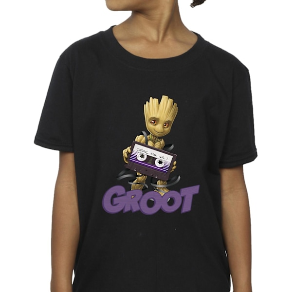 Guardians Of The Galaxy Girls Groot Kassett Bomull T-shirt 5-6 Black 5-6 Years