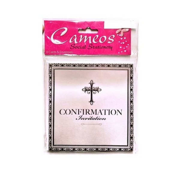 Cameos bekräftelseinbjudningar (paket med 6) En one size ljusrosa Light Pink/Black One Size