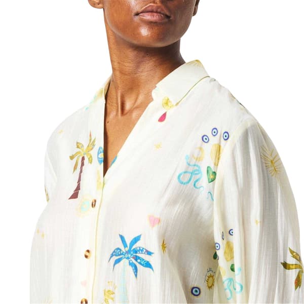 Never Fully Dressed Dam/Dam Palm Print Lyocell Långärmad Cream 18 UK