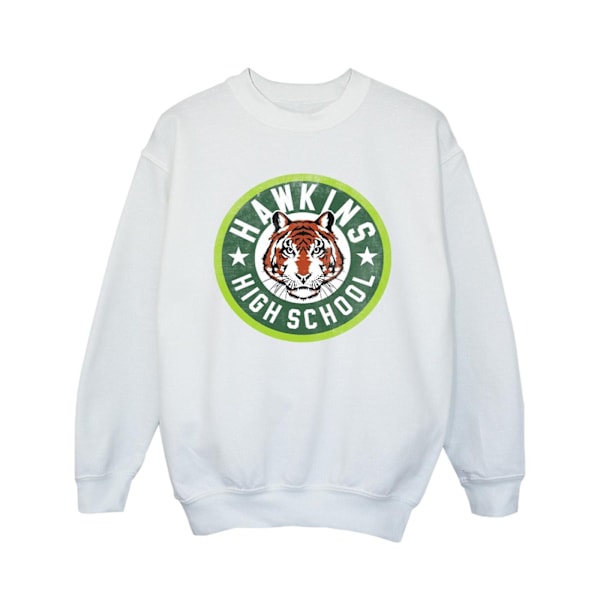 Netflix Girls Stranger Things Hawkins Tiger Circle Sweatshirt 1 White 12-13 Years